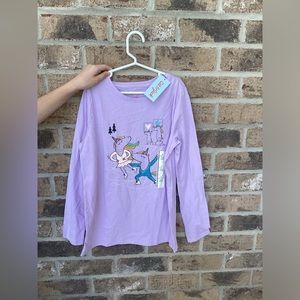 Kids cat + Jack dancing unicorn long sleeve shirt. Size 10/12